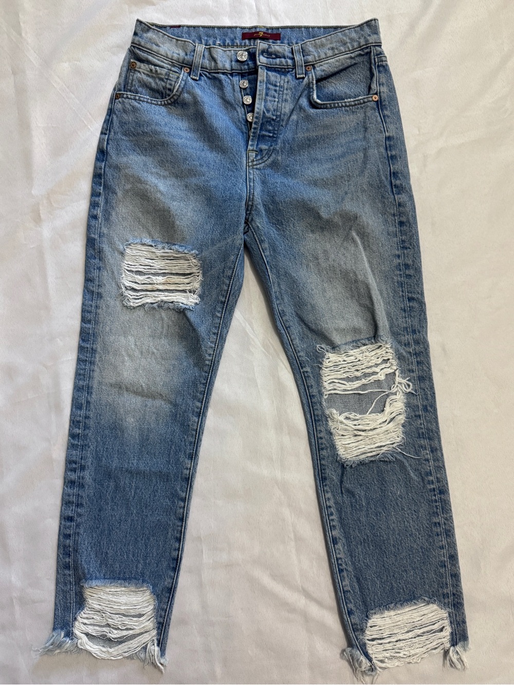 7FAM / Josefina High Waisted Distressed Boyfriend Jeans / 25 EUC